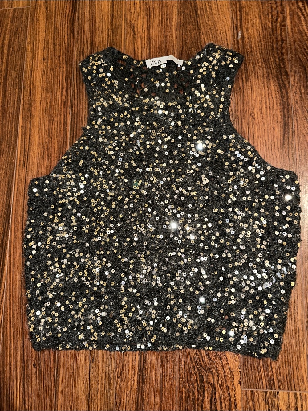 ZARA Grey and Silver Sequin Tank Top